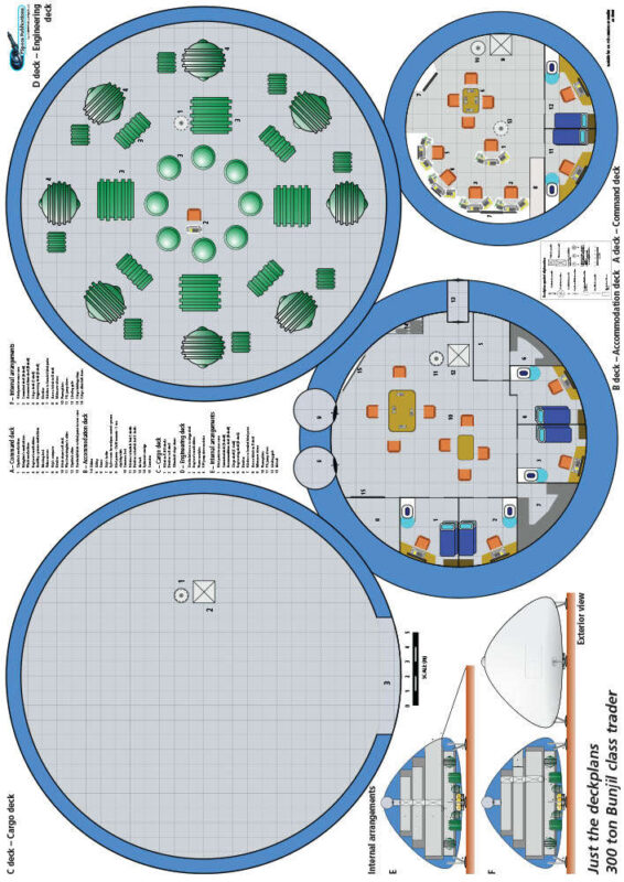 300ton Bunjil class trader ship plans sheet